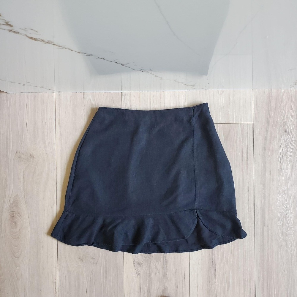 Abercrombie & Fitch Skirt Womens XS Black Ruffle Hem A-Line Short Mini Casual - Picture 7 of 7